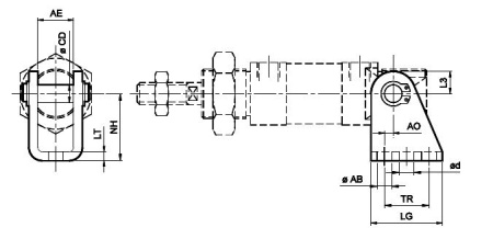 Опора угловая для цилиндров ISO6432 c диам. 20, 25