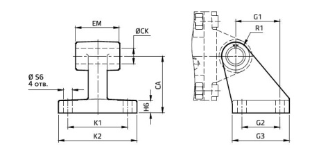 Опора угловая для цилиндров ISO15552 c диам. 160