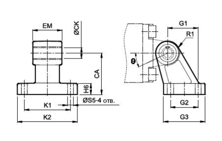 Опора угловая для цилиндров ISO15552 c диам. 125