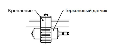 Герконоый датчик с креплением  для A13032,40,50, Н/О с 2-х жильным проводом 2м