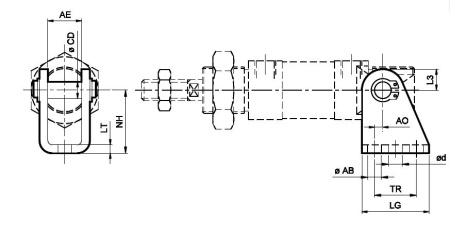 Опора угловая для цилиндров ISO6432 c диам. 12, 16